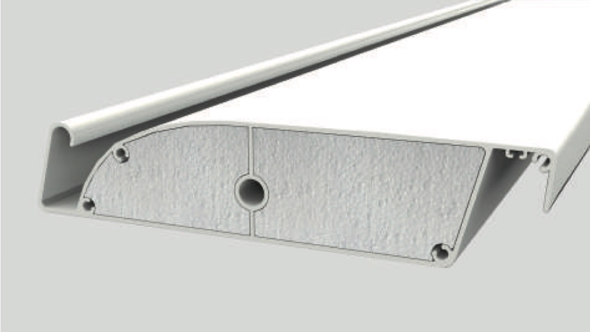 Sección de una lama de aluminio rellena de poliestireno expandido (imagen del fabricante)