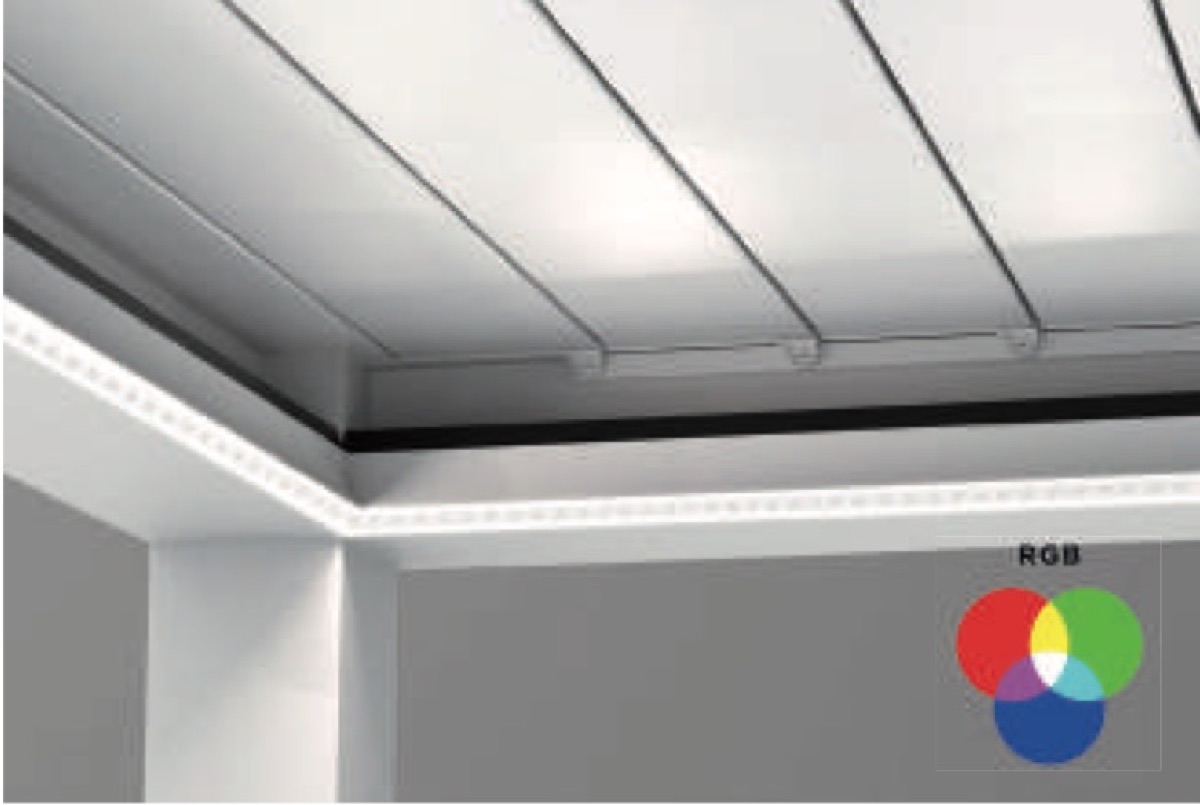 Iluminación LED perimetral en la estructura de la pérgola SEESKY-BIO (imagen del fabricante)
